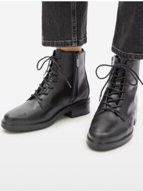 EVERLANE The Modern Utility Lace-Up Combat Boot, Black, 8